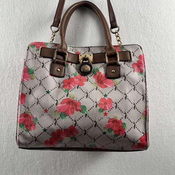 Vintage Retro Y2K Purse Cat Pattern Baby Phat Floral Lattice Tote by Kimora Lee - Picture 2 of 12